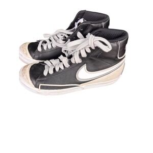 Nike Blazer Mid 77 Black White Leather High Top Sneakers DA7233-001 Mens 6.5